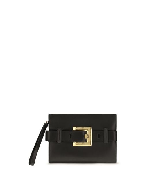 Balmain Black Leather Clutch Anthem