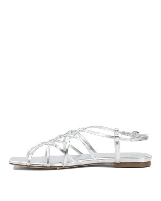 Aeyde White "Anisa" Low Sandals