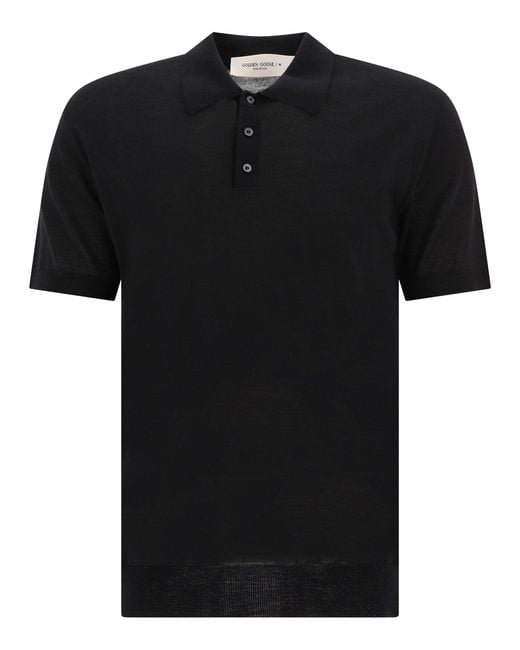 Golden Goose Deluxe Brand Black Merino Wool Polo Shirt for men