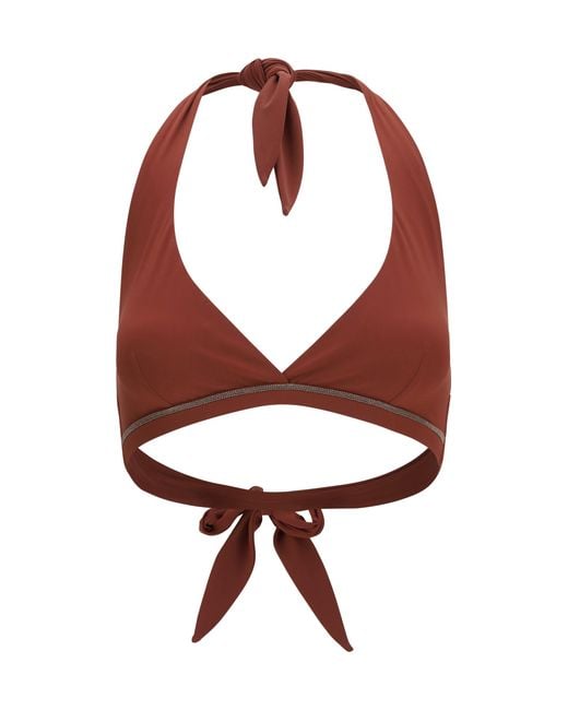 Brunello Cucinelli Brown Triangle Bikini Top