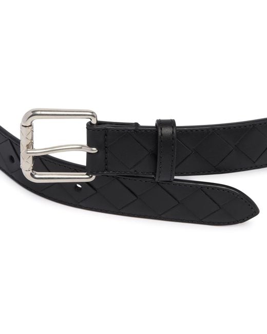 Bottega Veneta Black "Intrecciato" Leather Belt