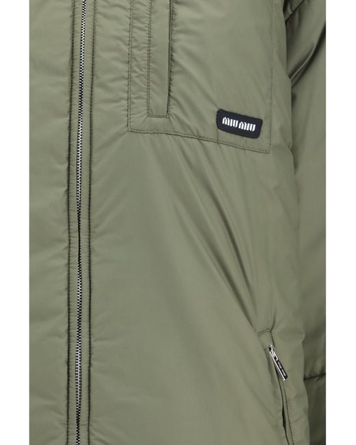 Miu Miu Green Padded Jacket With Zip