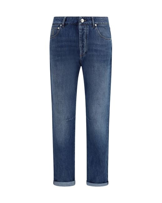 Brunello Cucinelli Blue Straight Five-Pocket Jeans for men