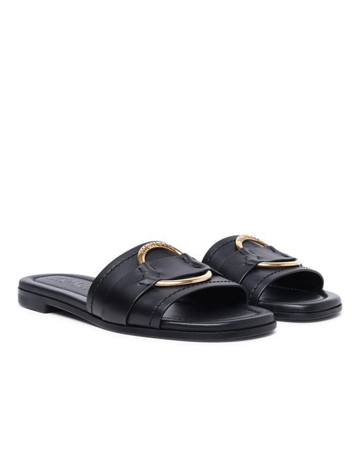 Moncler Blue 'Bell' Leather Slippers