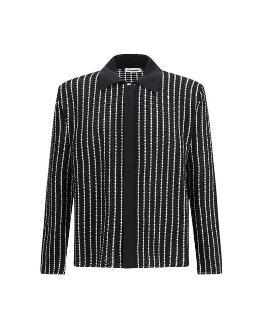 Jil Sander Black Embroidered Crochet Cardigan for men
