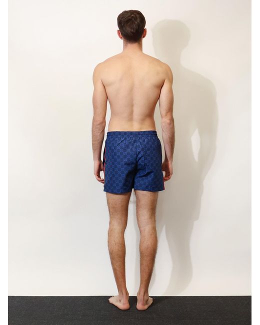 Gucci Blue Gg Nylon Swim Trunks for men