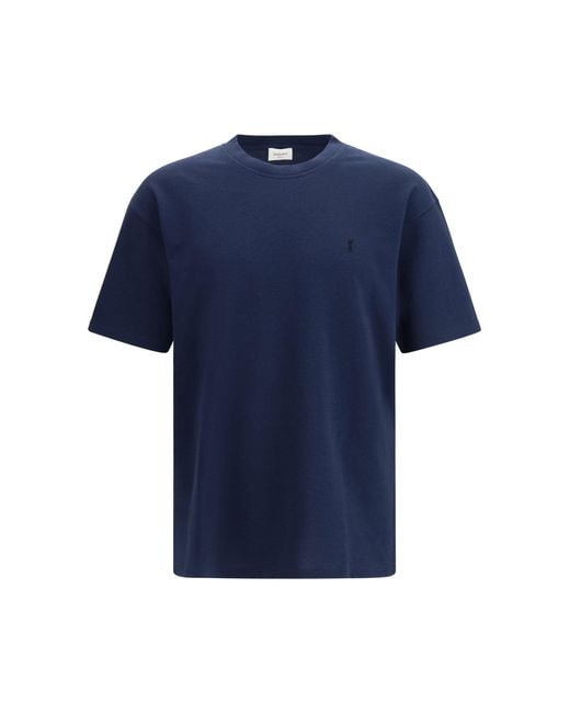 Saint Laurent Blue Cassandre Piquã T-Shirt for men