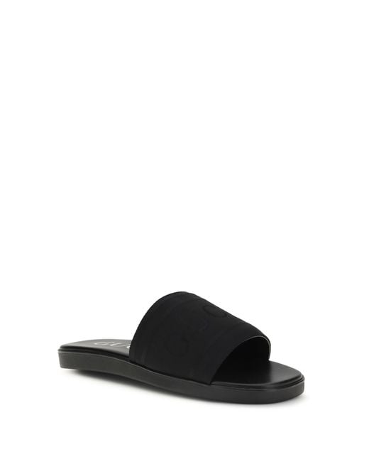 Gucci Black Jacquard Fabric Slides for men