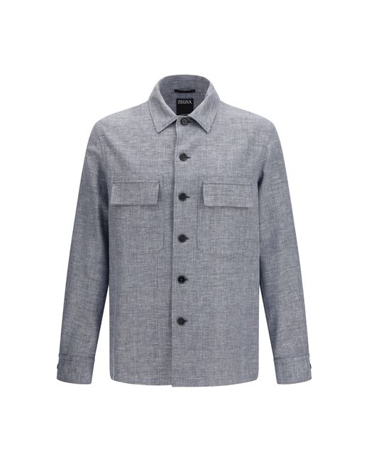 Zegna Blue Crossover Shirt Jacket for men