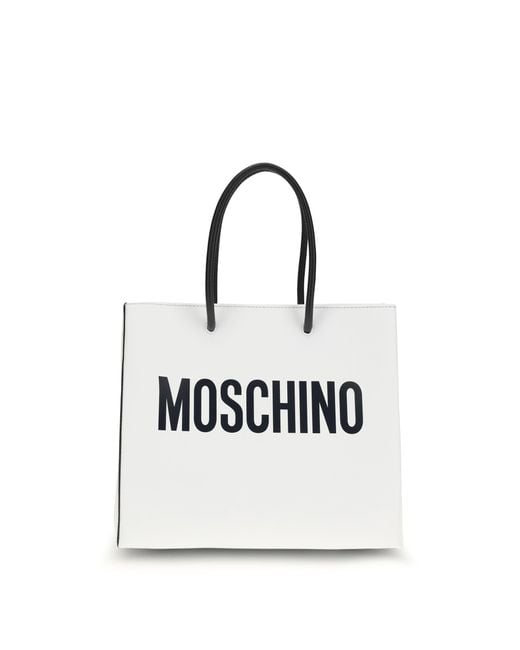 Moschino White Top-Handle Tote Leather