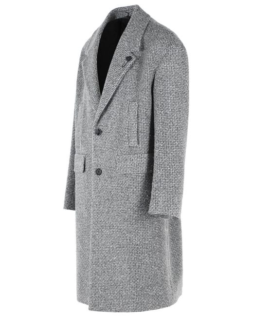 Lardini Gray Virgin Wool Blend Coat for men