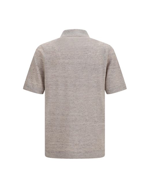 Brunello Cucinelli Gray Linen Polo for men