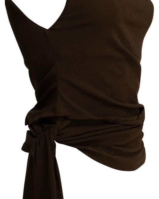 Ganni Black Draped Tank Top