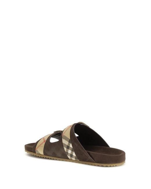 Burberry Brown Check Suede Urchin Sandals for men