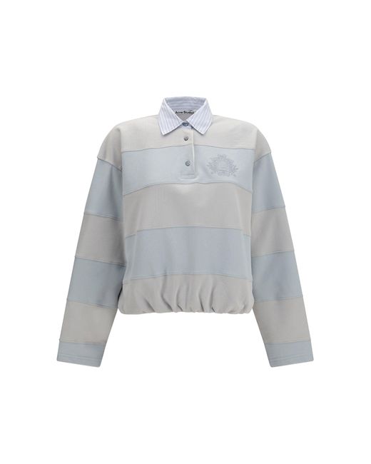 Acne Gray Striped Polo Sweatshirt