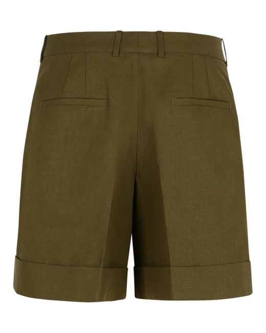Jil Sander Green Linen Shorts