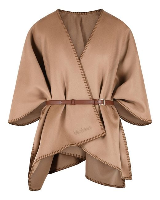 Max Mara Natural 'Colomba' Virgin Wool Cape