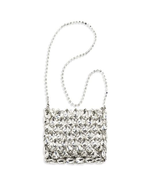 Self-Portrait White Pouch Crystal Mesh