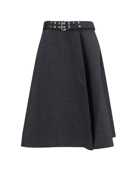Ganni Black Wool Wrap Skirt