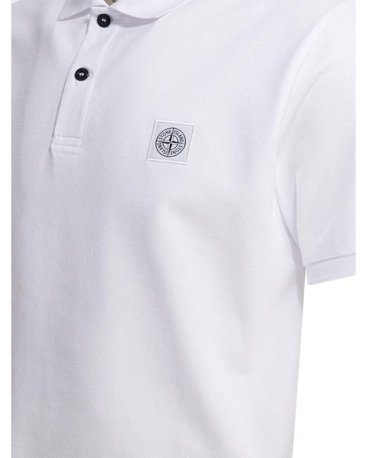 Stone Island White Cotton Polo Shirt for men
