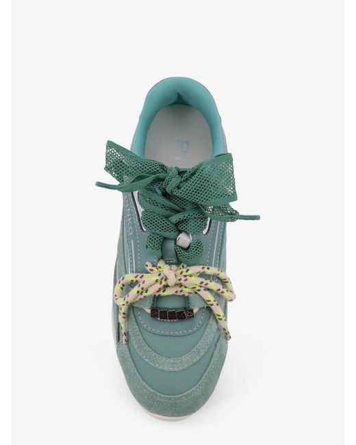 Pinko Green Yulia Suede Sneakers With Nylon Inserts