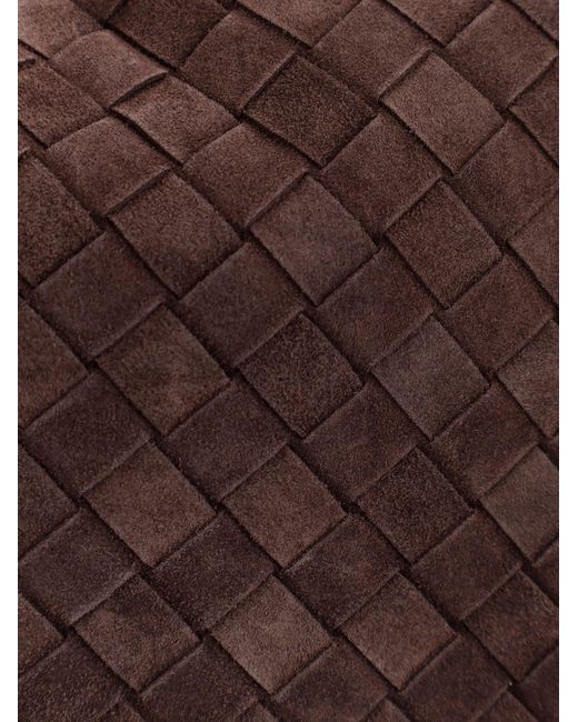 Bottega Veneta Brown Hop Suede Shoulder Bag With Intrecciato Motif