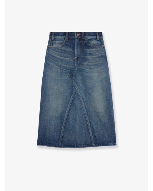 Céline Blue Denim Midi Skirt
