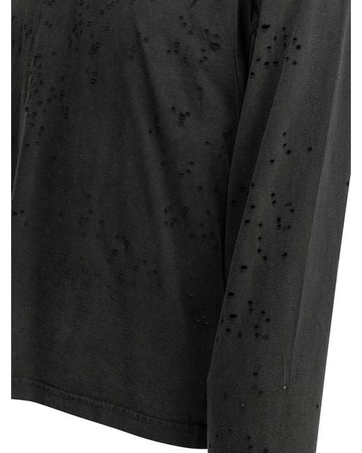 mfpen Black Relaxed Ls Crewneck Organic Cotton T-Shirt for men
