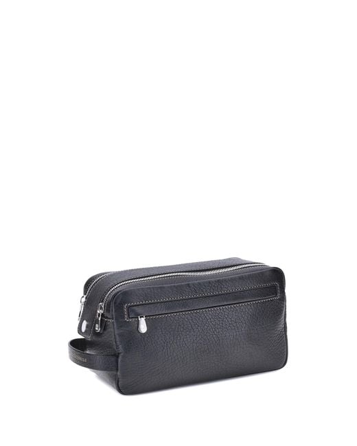 Brunello Cucinelli Blue Pebbled Leather Beauty Case for men