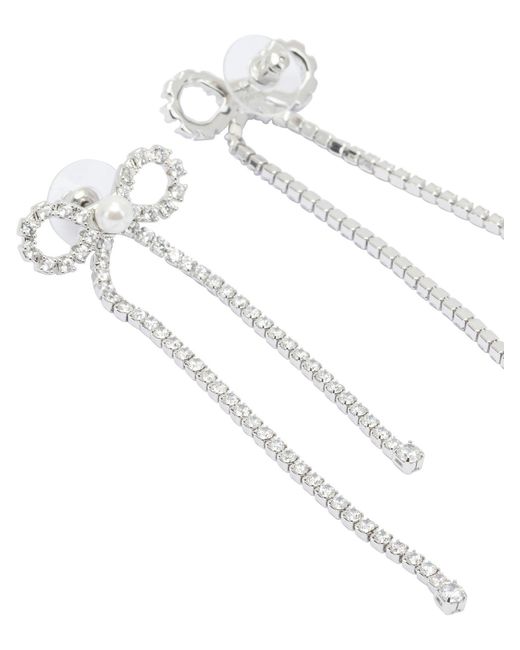 Self-Portrait White Bow Earrings With Crystals