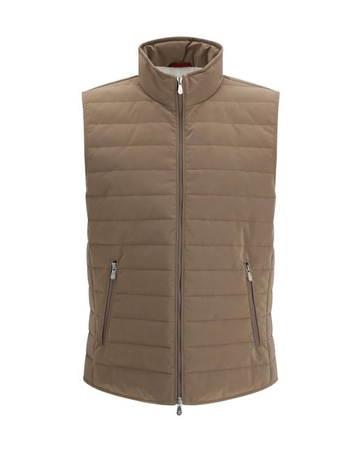 Brunello Cucinelli Brown Quilted Vest Jacket for men