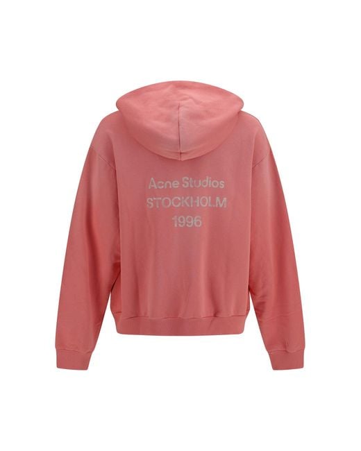 Acne Red Cotton Hoodie for men