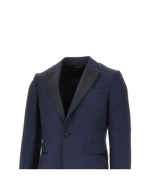 Zegna Blue Wool And Mohair Evening Tailored Suit for men