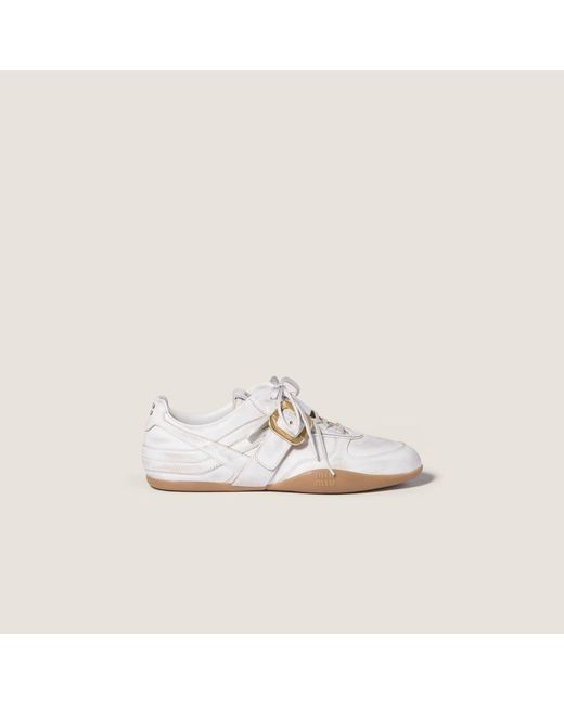 Miu Miu White Gymnasium Leather Sneakers
