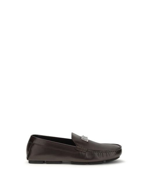 Dolce & Gabbana White Dg Driver Loafers for men