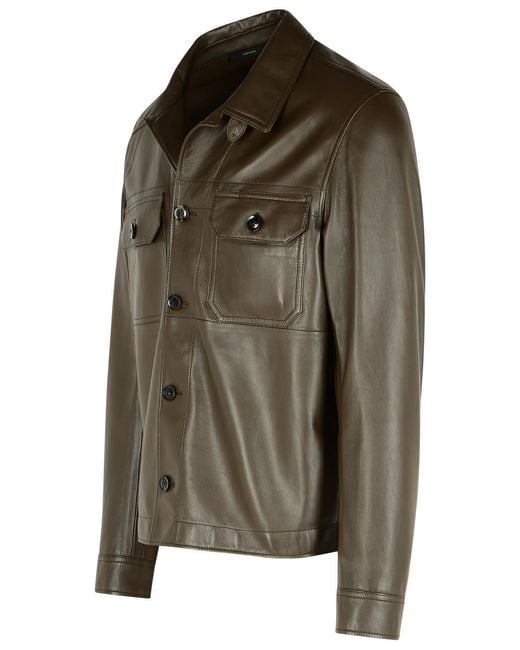 Tom Ford Green Tobacco Leather Jacket