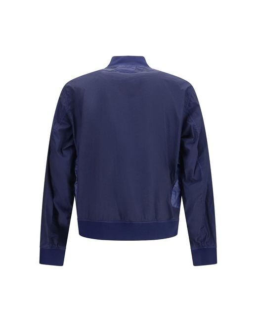 C P Company Blue Bi-Tm Mixed Lens Bomber Jacket for men