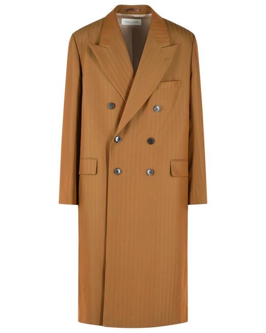 Dries Van Noten Brown 'Rosie' Wool Blend Coat for men