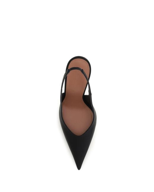 AMINA MUADDI Black Anok Satin Slingback Pumps
