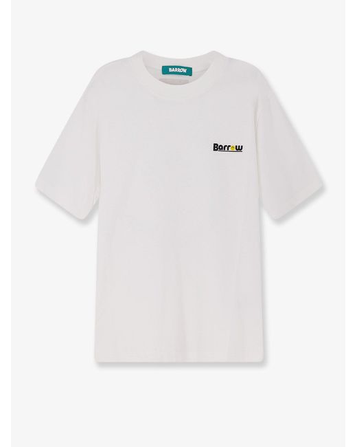 Barrow White Cotton T-Shirt With Frontal Logo for men