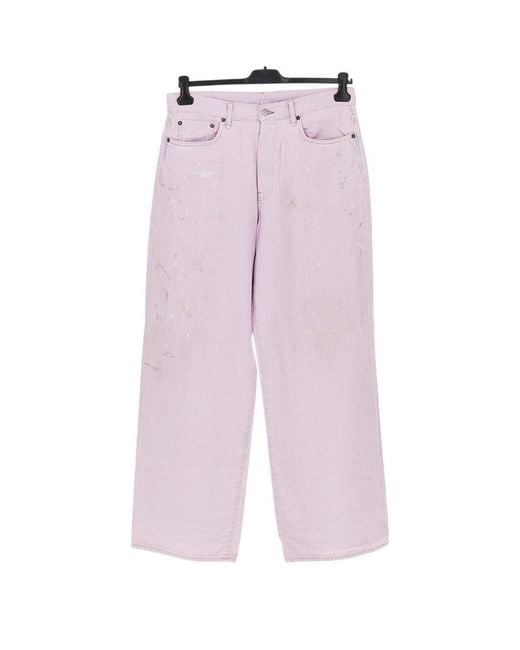 Acne Purple Cotton-Blend Denim Wide-Leg Jeans for men