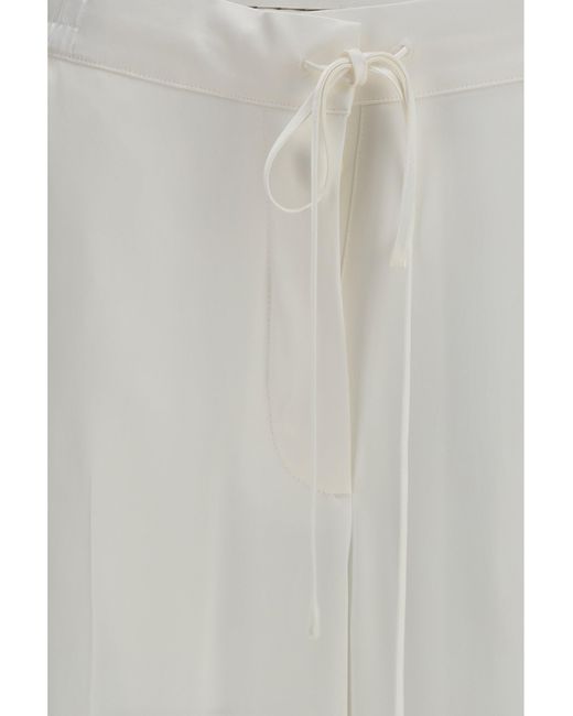 Totême White Drawstring Satin Pants
