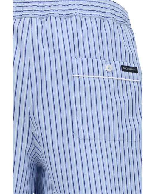 Dolce & Gabbana Blue Dolce & Gabbana Striped Poplin Shorts for men