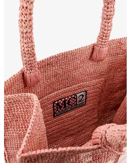 Mc2 Saint Barth Pink Colette Raffia Handbag