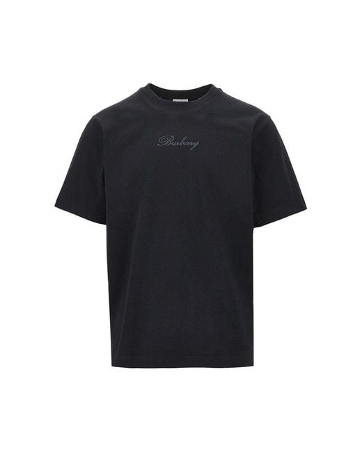 Burberry Black Check Logo T-Shirt for men