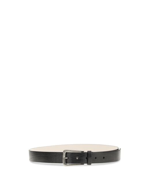 Brunello Cucinelli Black Carved Leather Belt With Shimmering Buckle