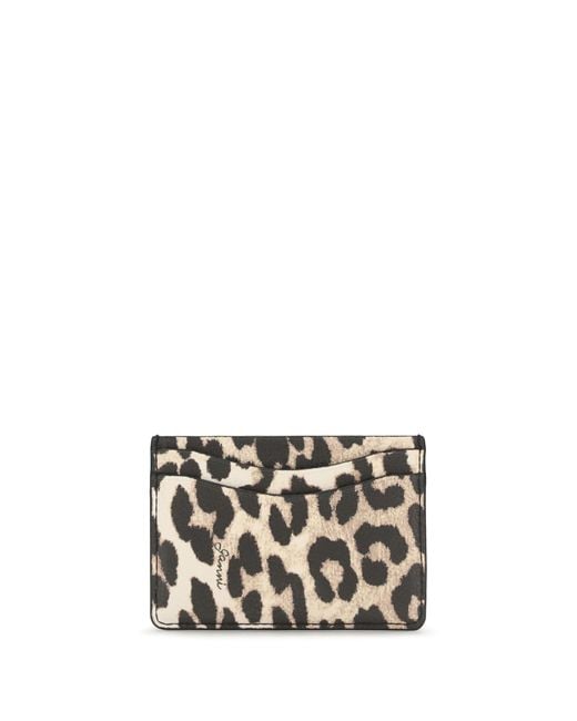 Ganni White Bou Animal Print Card Holder