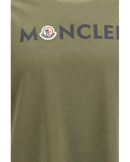 Moncler Green Cotton Jersey T-Shirt With Chest Logo for men