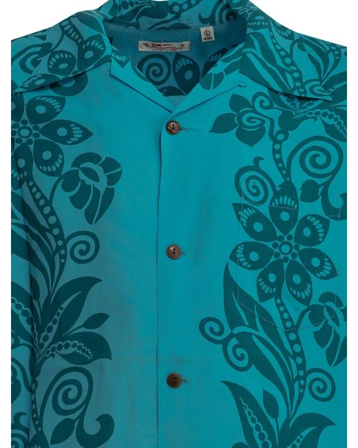 Sun Surf Blue "Pictograph Flower" Casual Shirt for men