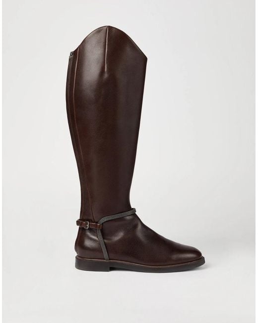 Brunello Cucinelli Brown Leather High Boots